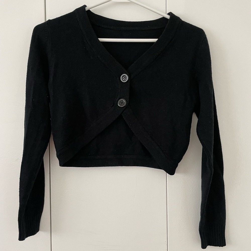 Black Cropped Cardigan Sweater